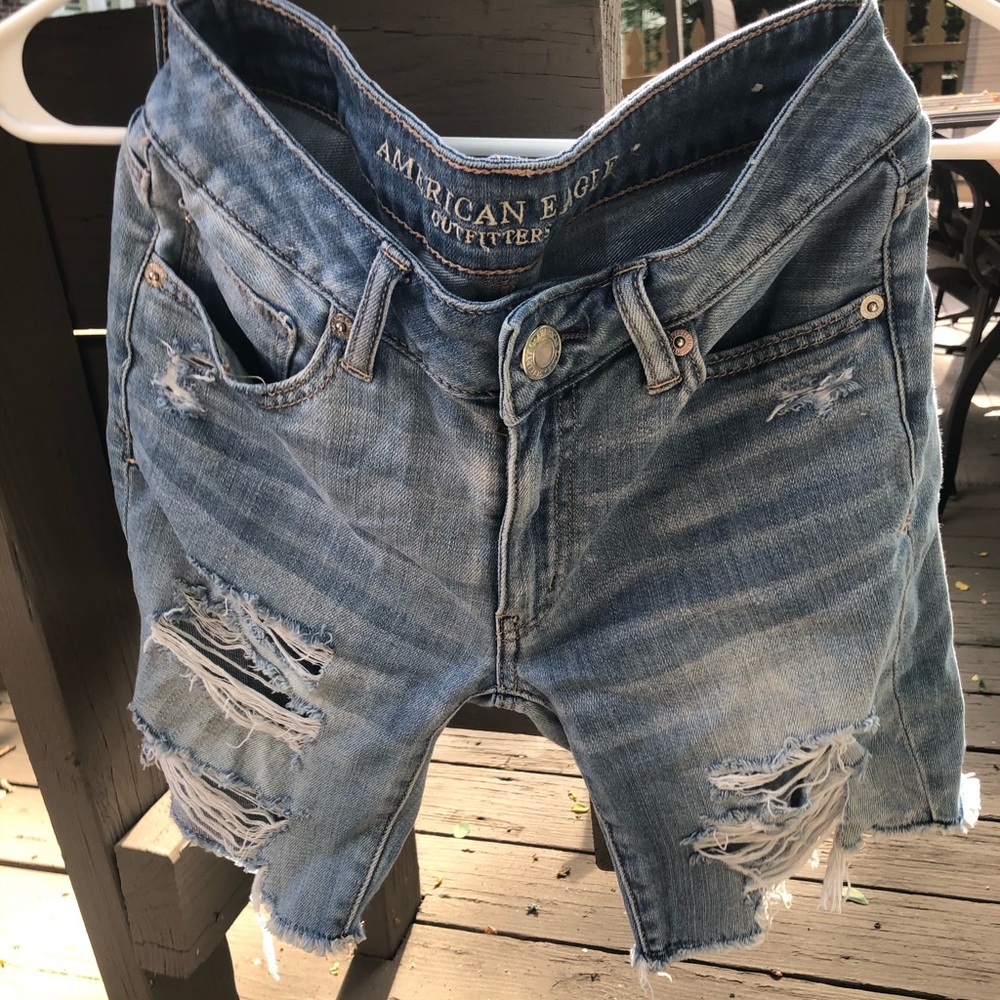 Ripped denim shorts
